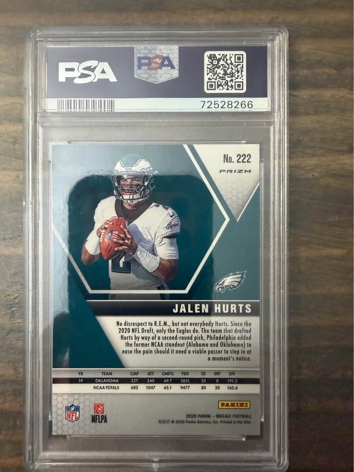 🏈 Jalen Hurts 2020 Panini Mosaic #222 Camo Pink Rookie – PSA 10 GEM MT