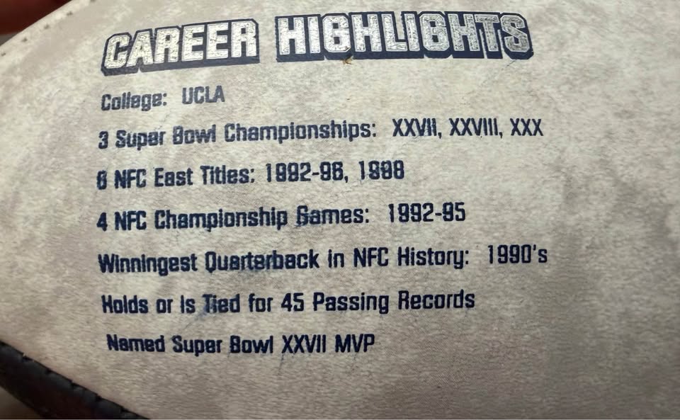🏈 Troy Aikman Dallas Cowboys Limited Edition Collector Football – Facsimile Signature – #/10,000 $50