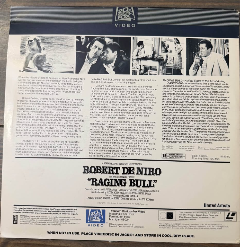 🎬 Martin Scorsese Signed “Raging Bull” LaserDisc (PSA/DNA Authentic)