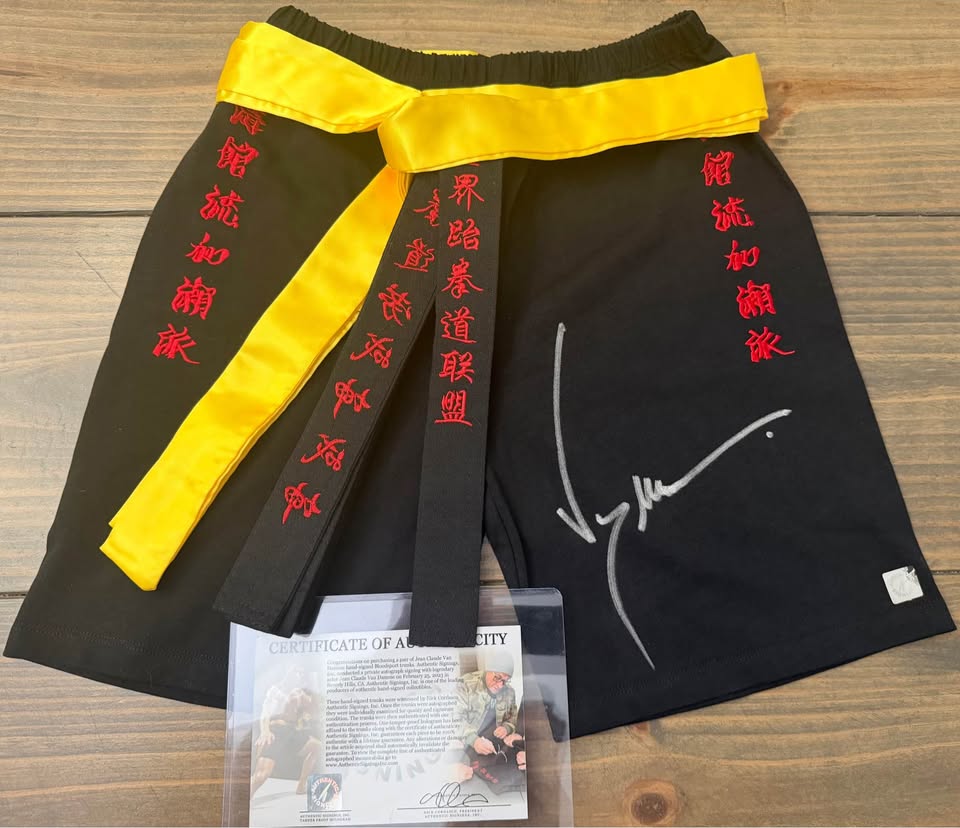 🥋🔥 Jean-Claude Van Damme Signed “Bloodsport” Trunks + COA (Authentic Signings Inc.) 🔥🥋