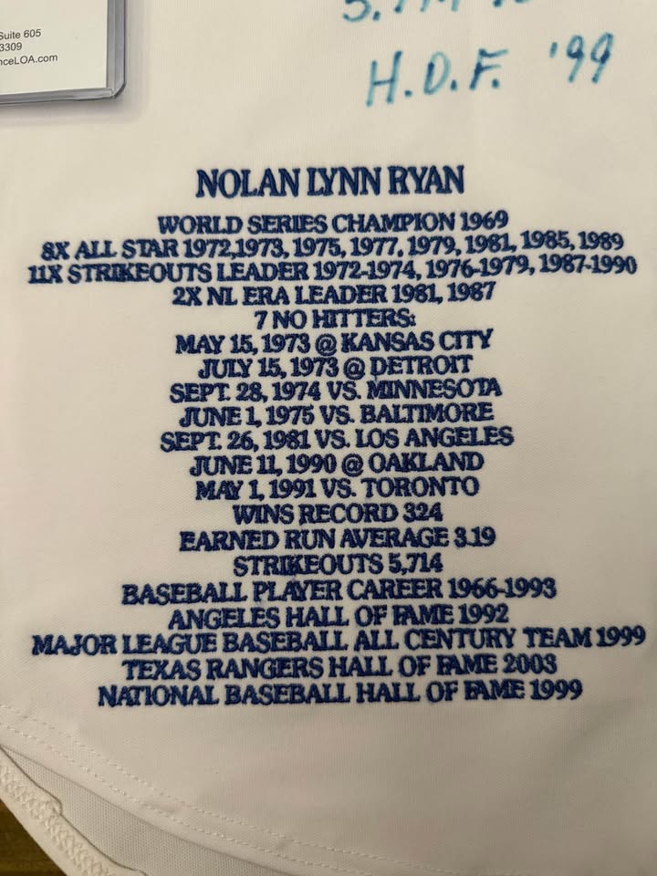⚾ Nolan Ryan Autographed Texas Rangers Authentic Jersey – Inscribed + Custom Stitched (JSA LOA)