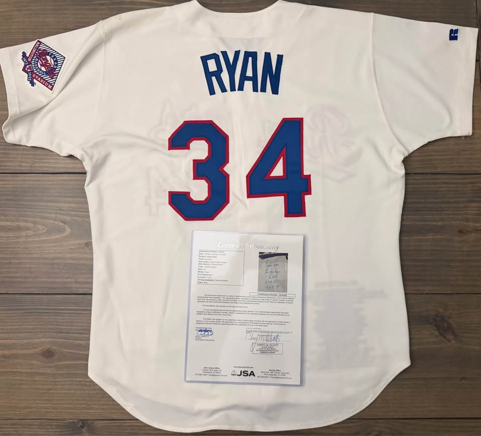 ⚾ Nolan Ryan Autographed Texas Rangers Authentic Jersey – Inscribed + Custom Stitched (JSA LOA)