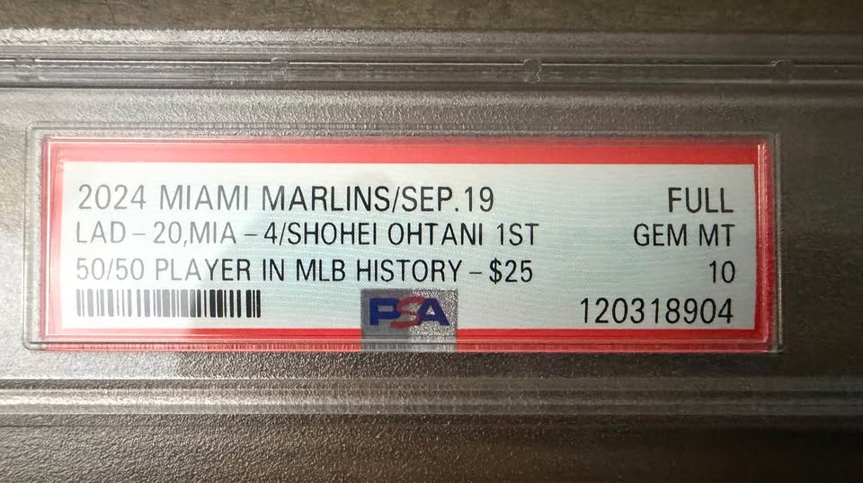 🔥 PSA 10 GEM MINT – Shohei Ohtani Historic 50/50 Full Ticket Stub – 9/19/24