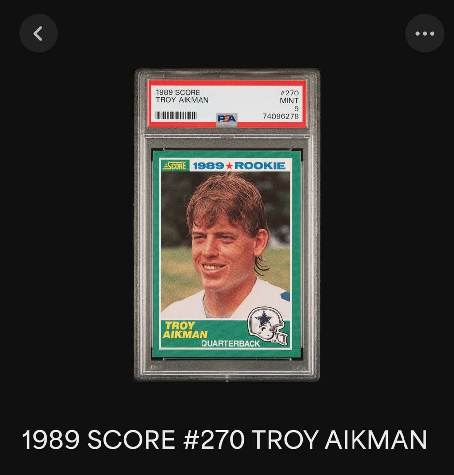 🏈 1989 Score #270 Troy Aikman Rookie Card – PSA 9 Mint 🏈