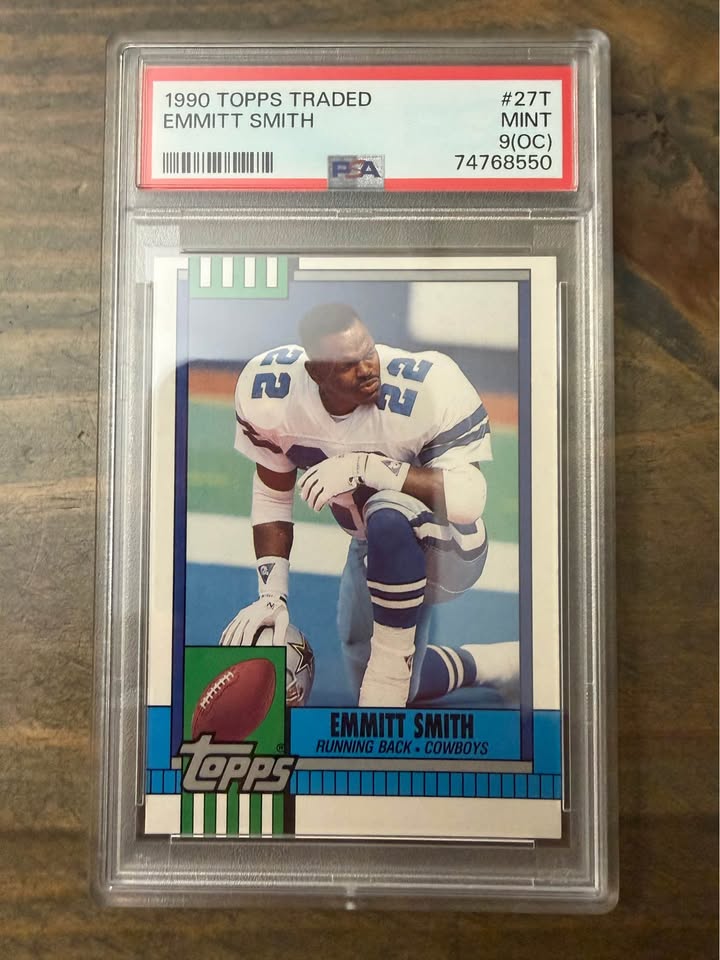 🏈 1990 Topps Traded #27T Emmitt Smith – PSA 9 (OC) – Cowboys Legend