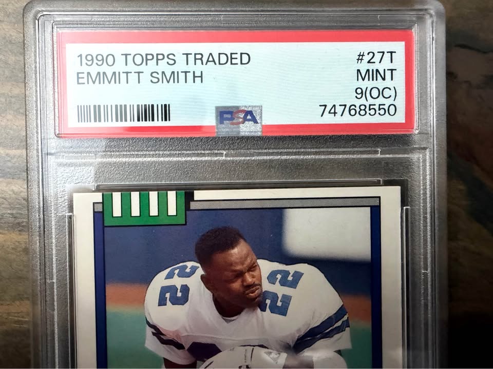 🏈 1990 Topps Traded #27T Emmitt Smith – PSA 9 (OC) – Cowboys Legend