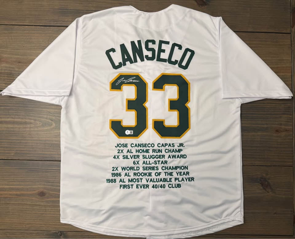⚾ Jose Canseco Signed Oakland A’s Jersey #33 – Beckett Witnessed