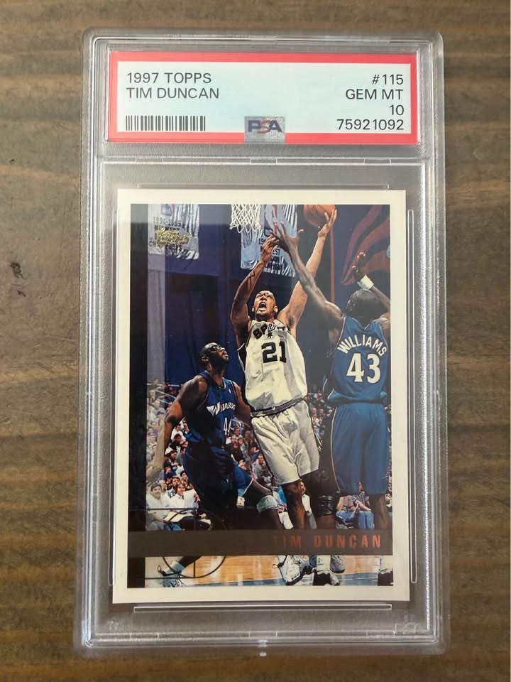 🏀 Tim Duncan Rookie Gem 💎 1997 Topps #115 PSA 10 – Spurs Legend
