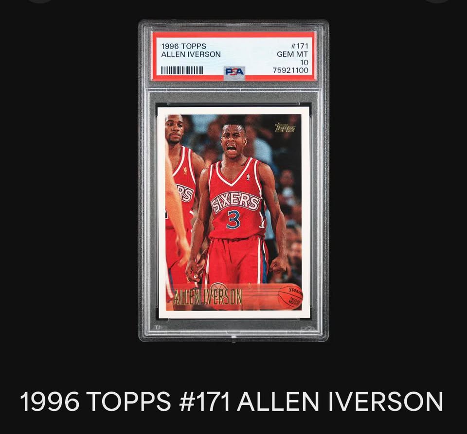 🏀 1996 Topps #171 Allen Iverson Rookie Card – PSA 10 Gem Mint 🏀