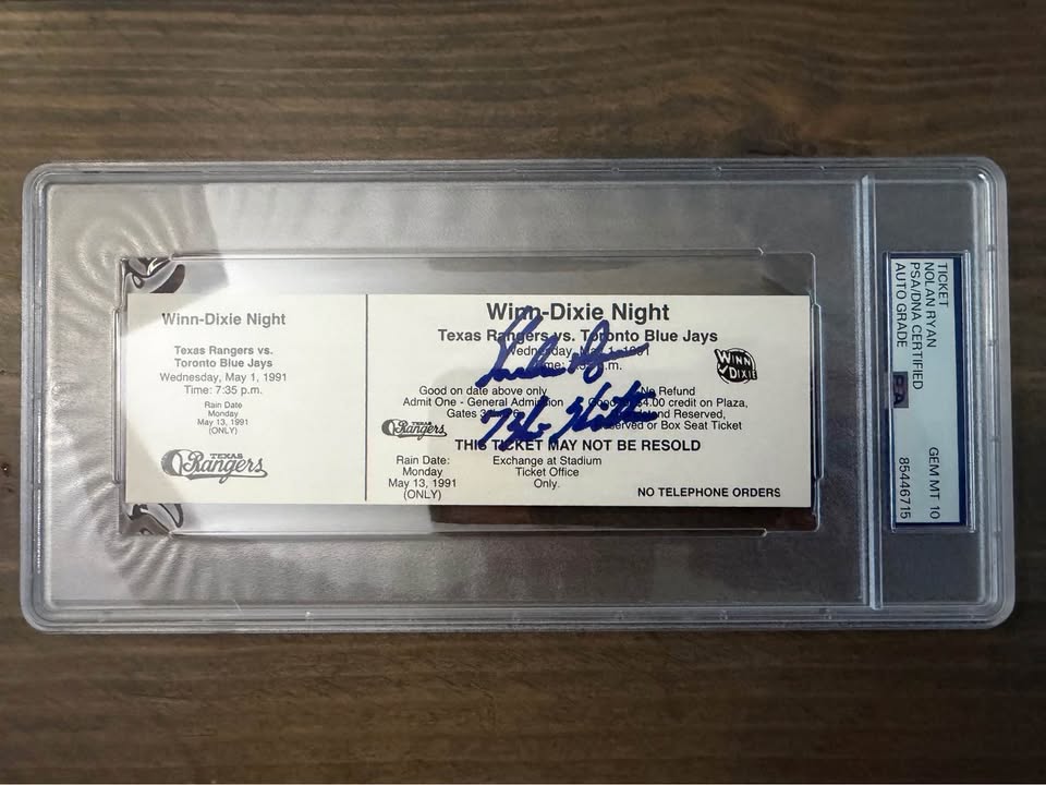 🔥 PSA GEM MINT 10 Nolan Ryan Auto Ticket – “7th No-Hitter” Inscription – PSA/DNA Certified – Texas