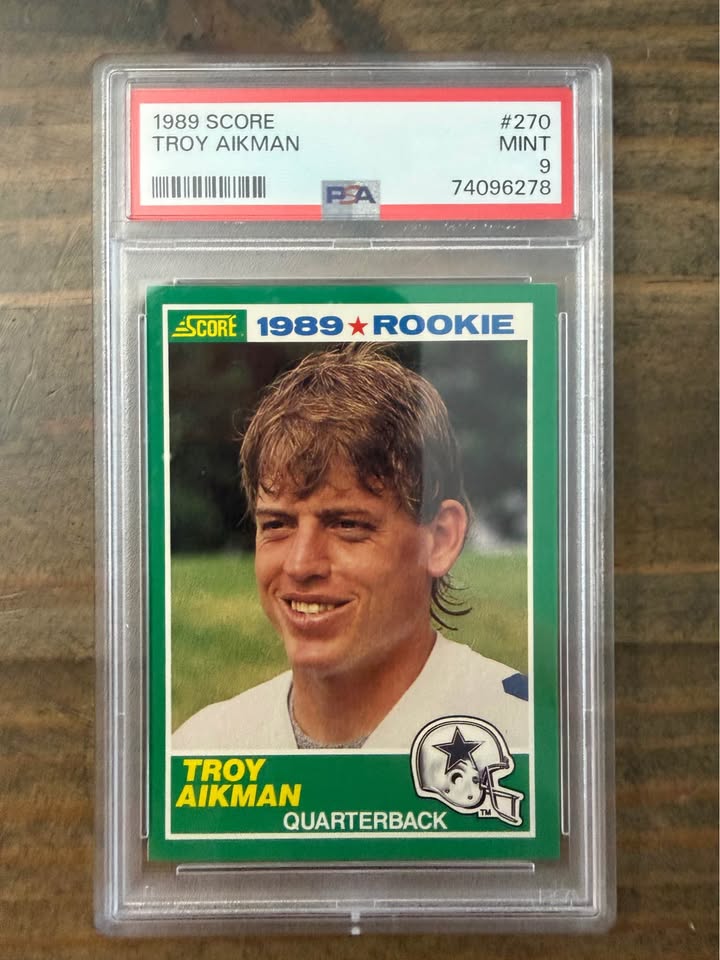 🏈 1989 Score #270 Troy Aikman Rookie Card – PSA 9 Mint 🏈