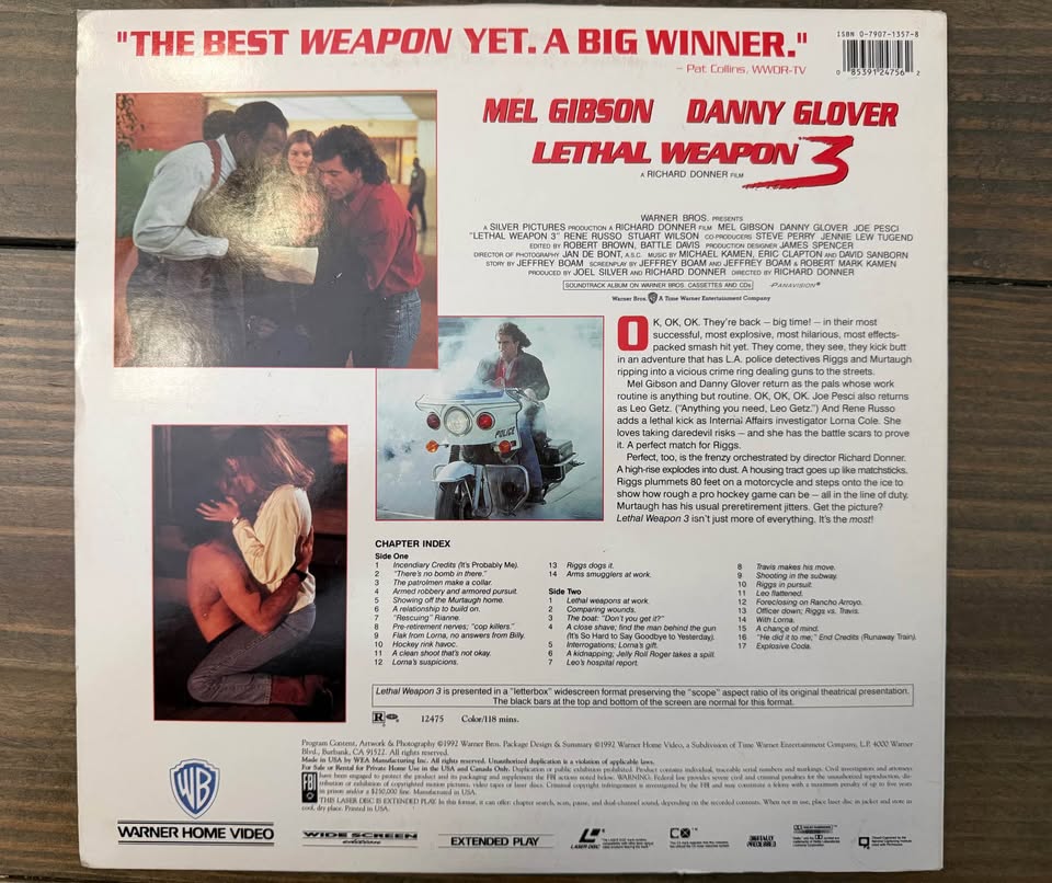 🎬 Danny Glover Signed Lethal Weapon 3 LaserDisc Album Cover – JSA Certified 🎬