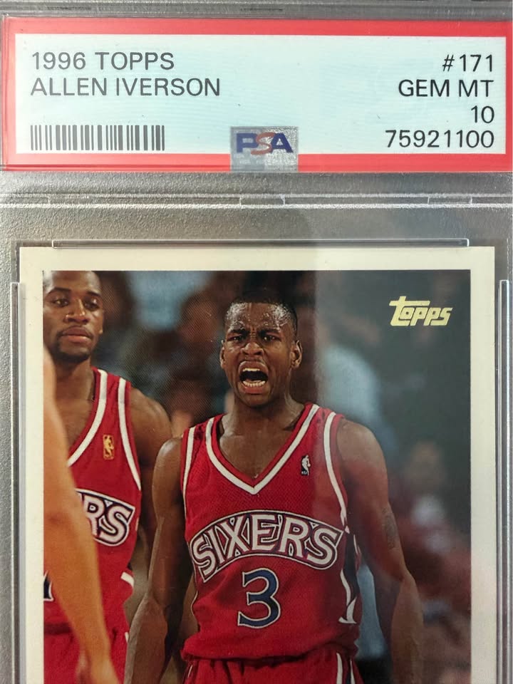 🏀 1996 Topps #171 Allen Iverson Rookie Card – PSA 10 Gem Mint 🏀