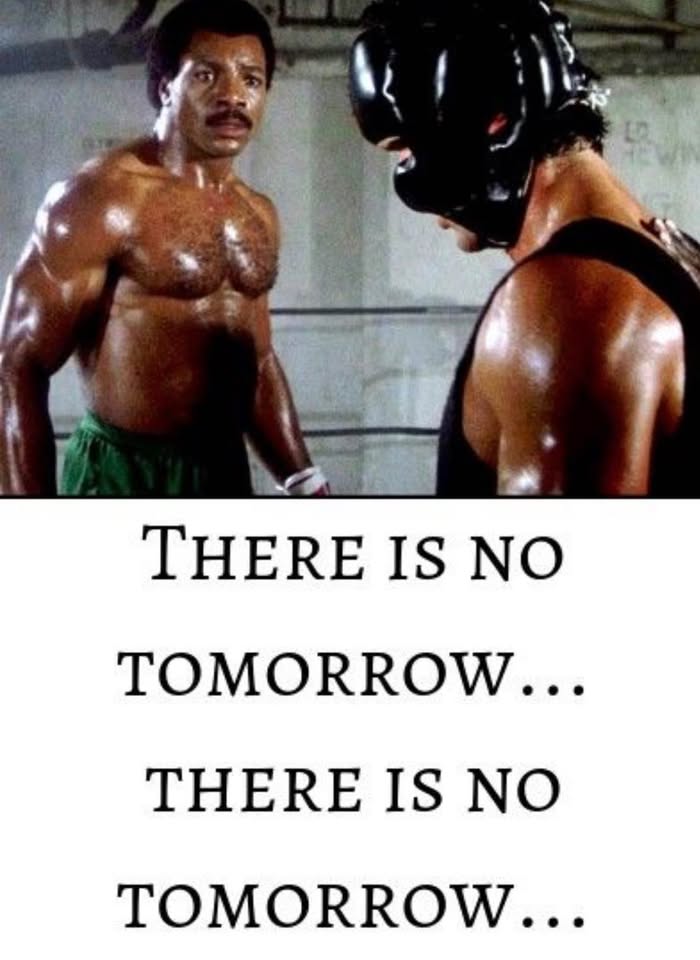 🥊 Carl Weathers Autographed Apollo Creed Boxing Trunks – “There Is No Tomorrow” Training Scene
