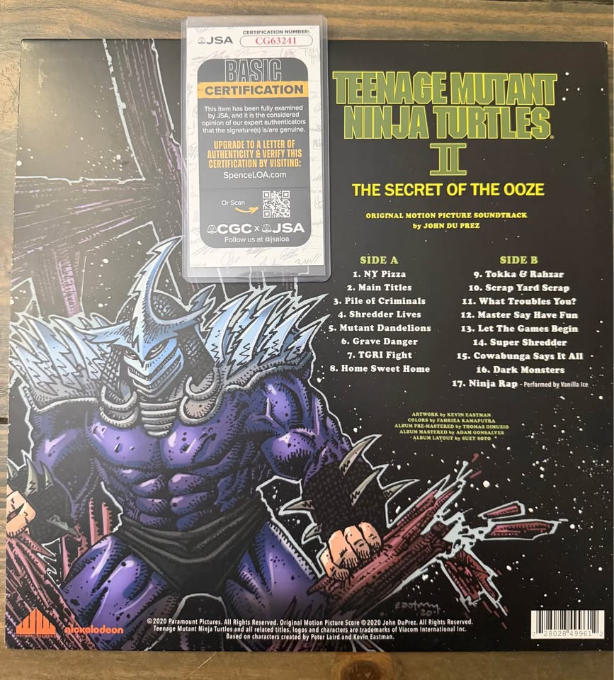 🐢🎶 Vanilla Ice Signed TMNT II “Secret of the Ooze” Vinyl LP – JSA Certified 🎶🐢