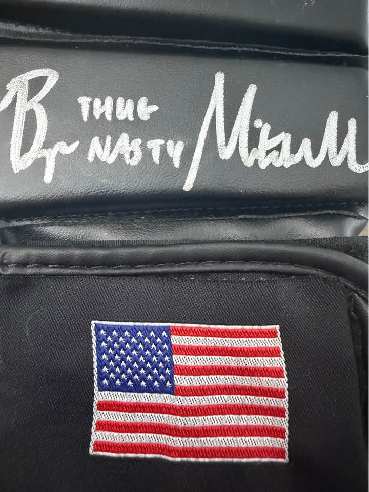 🥊Bryce Mitchell Signed Replica UFC Glove – “Thug Nasty” Inscription – Pristine Authenticated