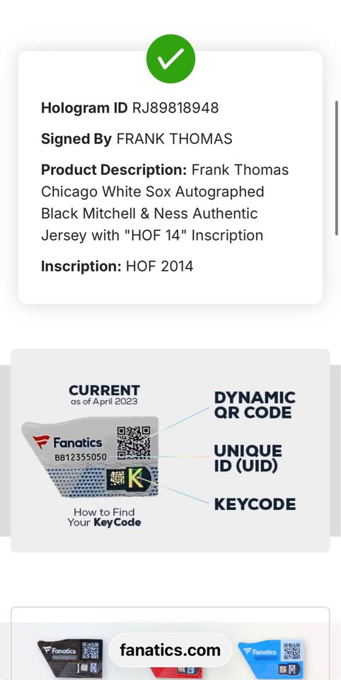 ⚾Frank Thomas Autographed Chicago White Sox PREMIUM Mitchell & Ness Cooperstown Collection Jersey –