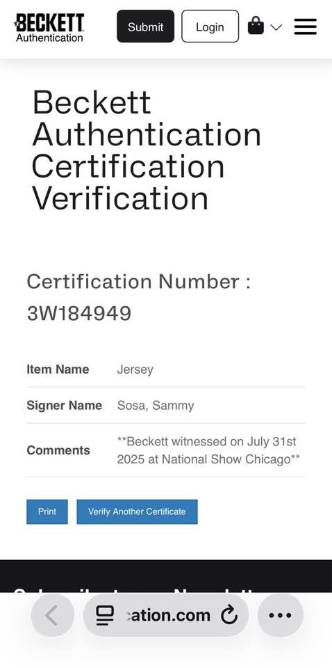 ⚾ Sammy Sosa “Slammin’ Sammy” Signed Gray Jersey – Beckett Witnessed