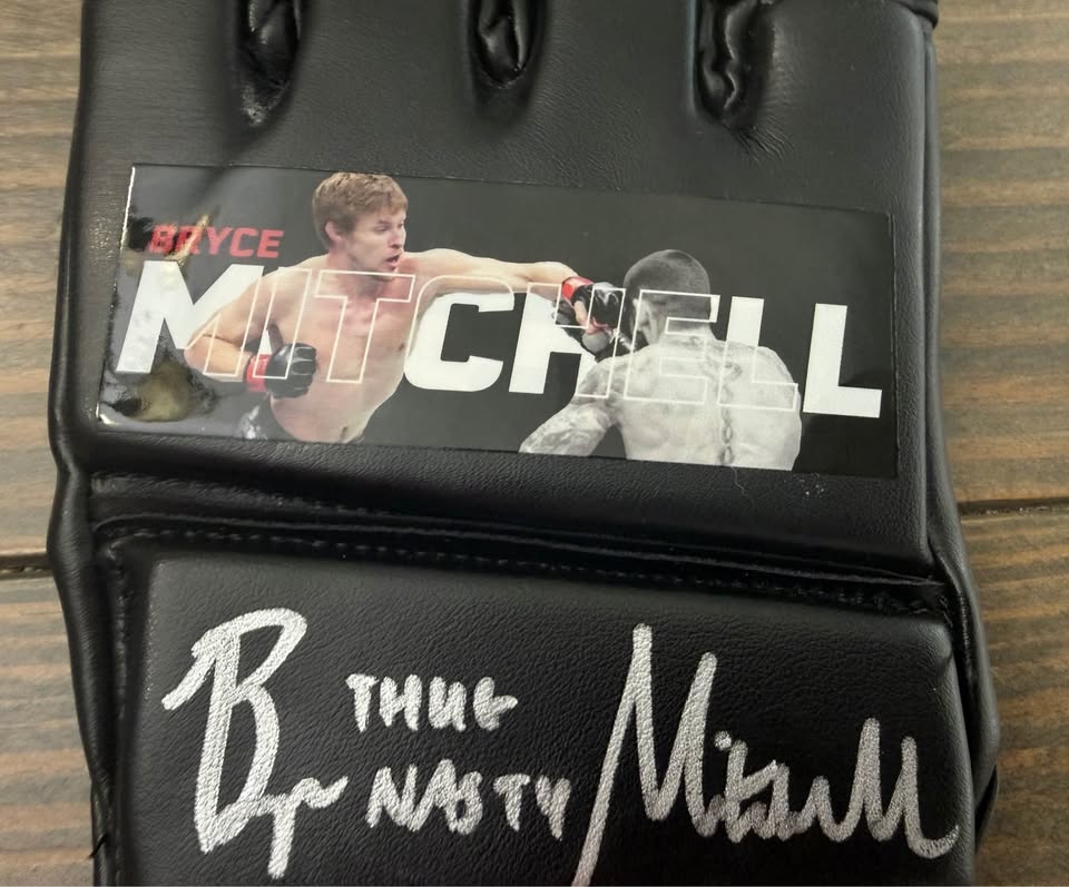 🥊Bryce Mitchell Signed Replica UFC Glove – “Thug Nasty” Inscription – Pristine Authenticated