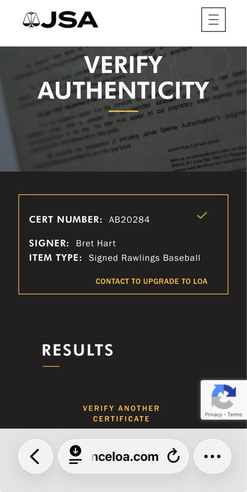 ⚾️ Bret Hart Signed Official Rawlings MLB Baseball – JSA Certified – Pink Ink Auto 💗