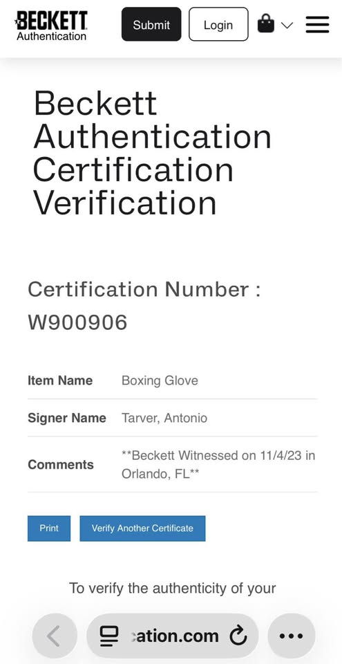 🥊 Antonio Tarver Signed Red Everlast Boxing Glove – Beckett Witnessed 🥊