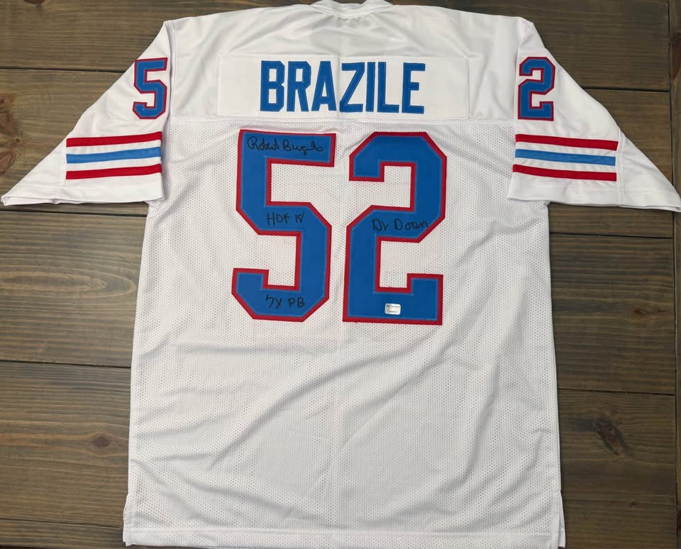 🔥 Robert Brazile Signed Houston Oilers Jersey – HOF ’18 + “Dr. Doom” + 7X PB ✍️