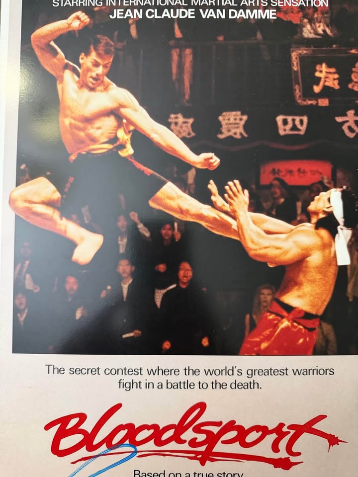 🔥 Bloodsport Movie Poster SIGNED by Bolo Yeung – ACOA Authenticated