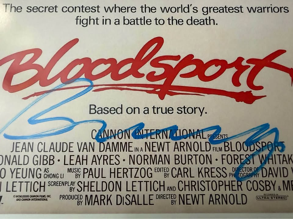 🔥 Bloodsport Movie Poster SIGNED by Bolo Yeung – ACOA Authenticated