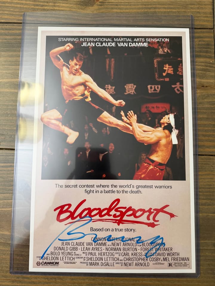 🔥 Bloodsport Movie Poster SIGNED by Bolo Yeung – ACOA Authenticated