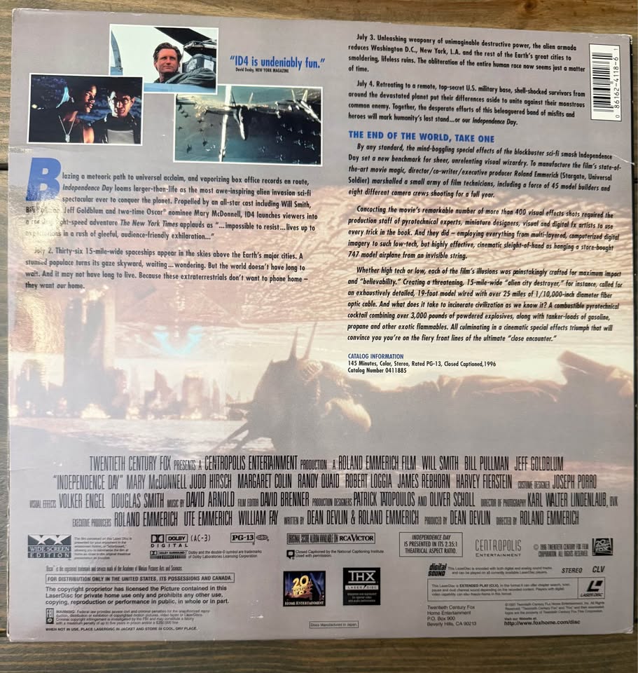 PSA Authentic Will Smith Signed Independence Day LaserDisc