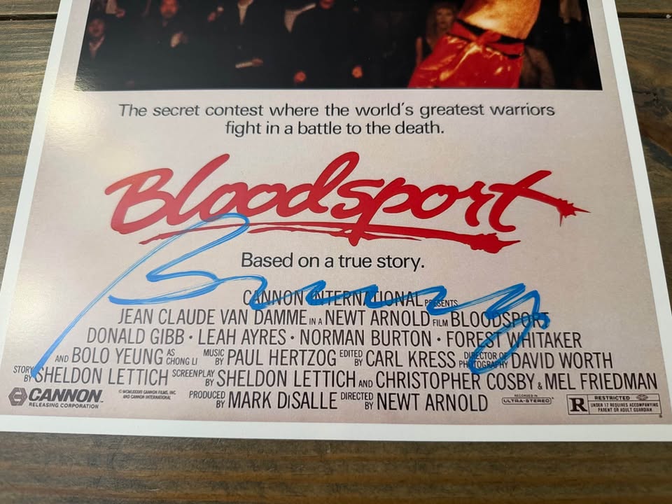 🔥 Bloodsport Movie Poster SIGNED by Bolo Yeung – ACOA Authenticated