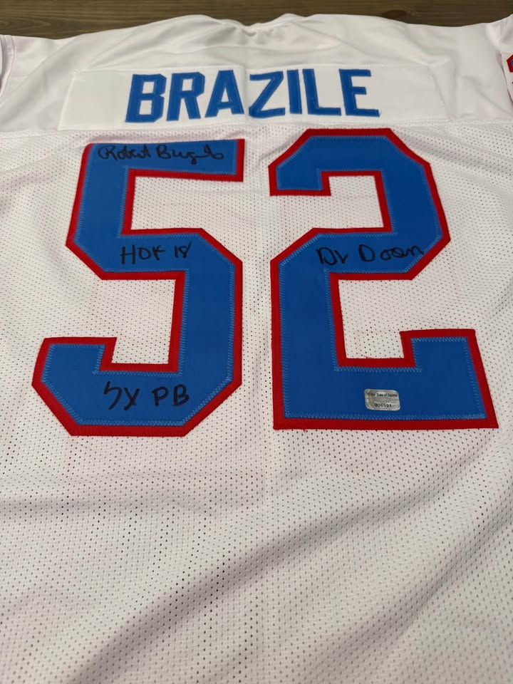 🔥 Robert Brazile Signed Houston Oilers Jersey – HOF ’18 + “Dr. Doom” + 7X PB ✍️