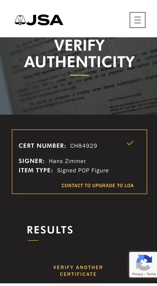Hans Zimmer Signed “The Lion King” Funko Pop! (JSA & AutographCOA)