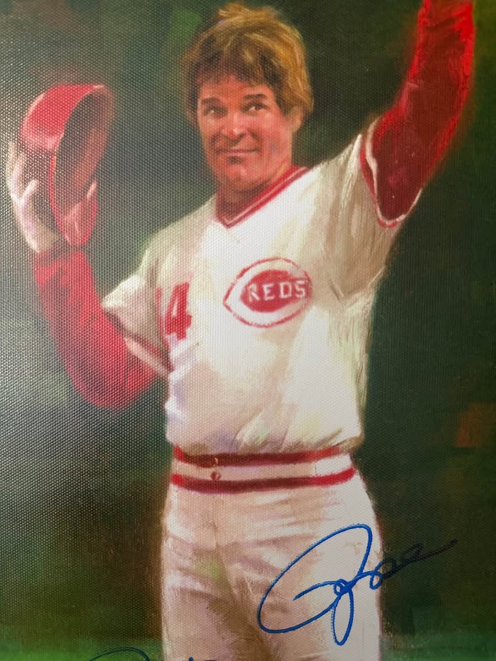 PSA Authentic Pete Rose Signed 16x20 Canvas + Artist Signed #143/500