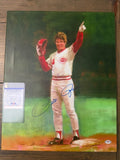 PSA Authentic Pete Rose Signed 16x20 Canvas + Artist Signed #143/500
