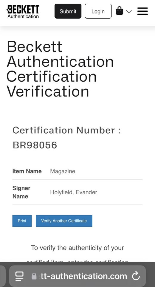 🥊 Evander Holyfield Signed Sports Illustrated Magazine