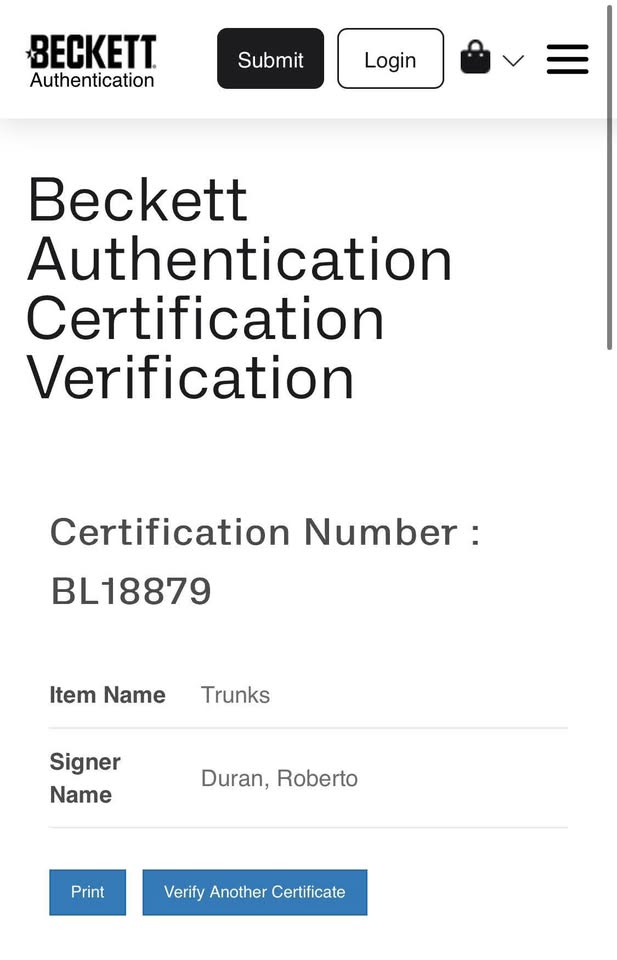 🥊 Roberto Durán Hand-Signed Boxing Trunks (Beckett Authenticated)