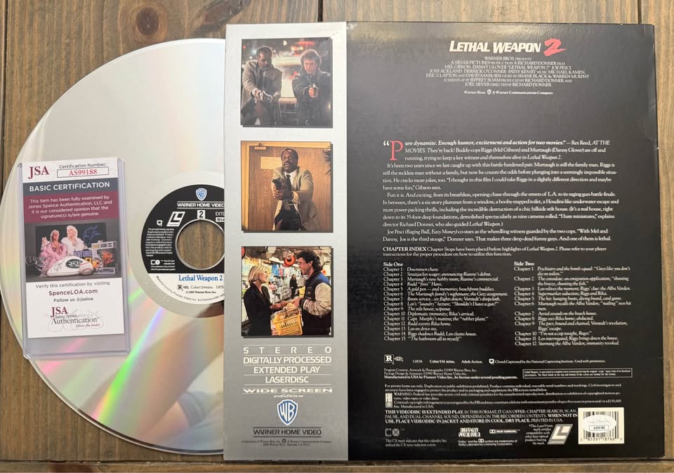 🎬 RETRO Danny Glover Signed Lethal Weapon 2 LaserDisc – JSA Authenticated $199