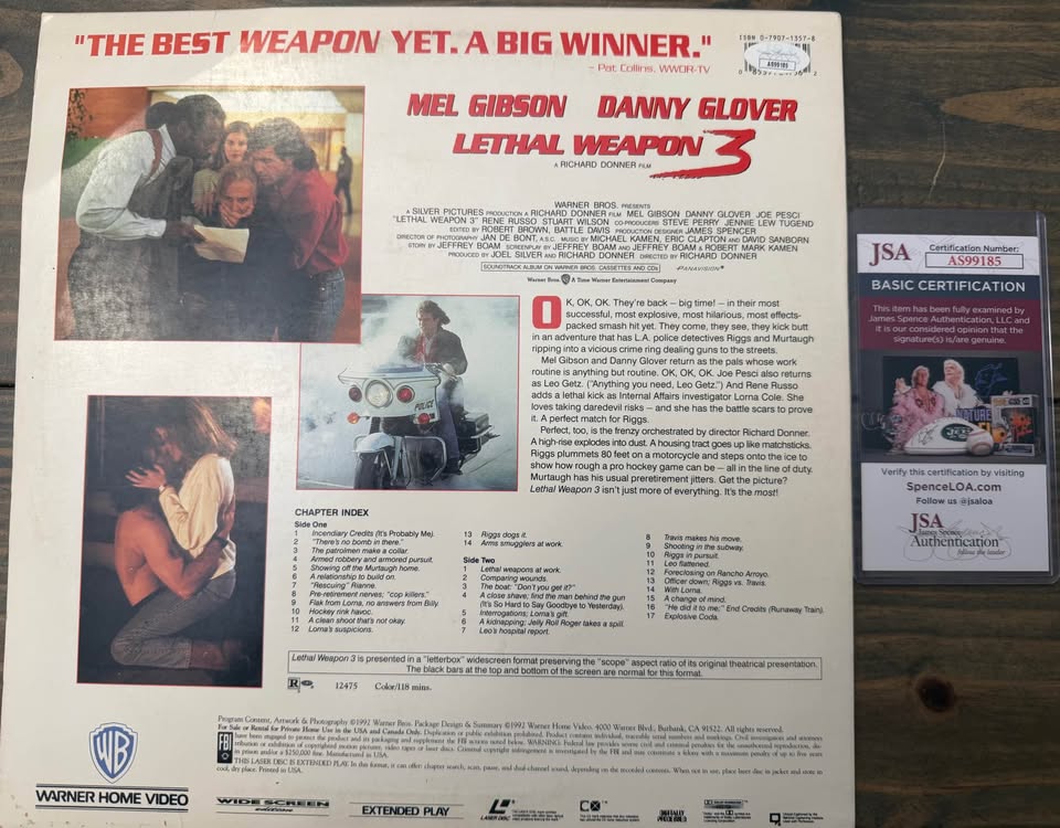 🎬 Danny Glover Signed “Lethal Weapon 3” LaserDisc Cover – JSA Authenticated