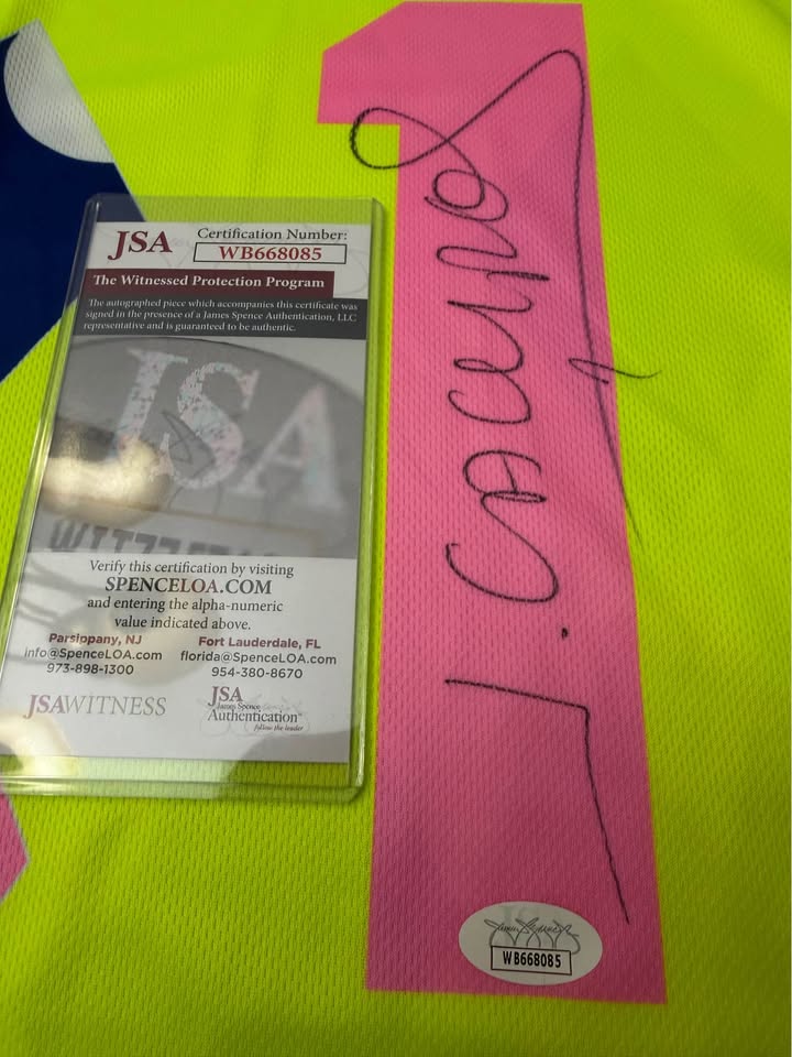 🔥⚽ Jorge Campos Signed Neon Goalkeeper Jersey – JSA Witnessed – Size Large