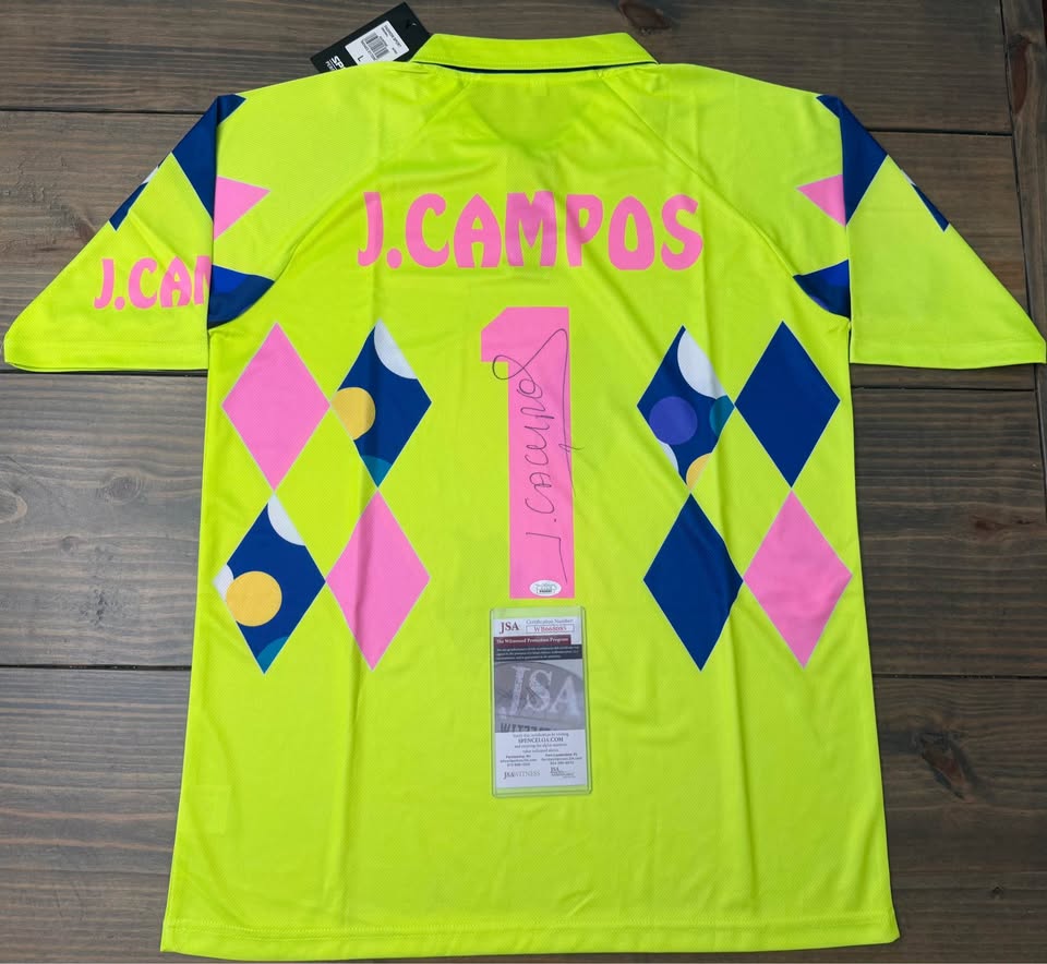 🔥⚽ Jorge Campos Signed Neon Goalkeeper Jersey – JSA Witnessed – Size Large