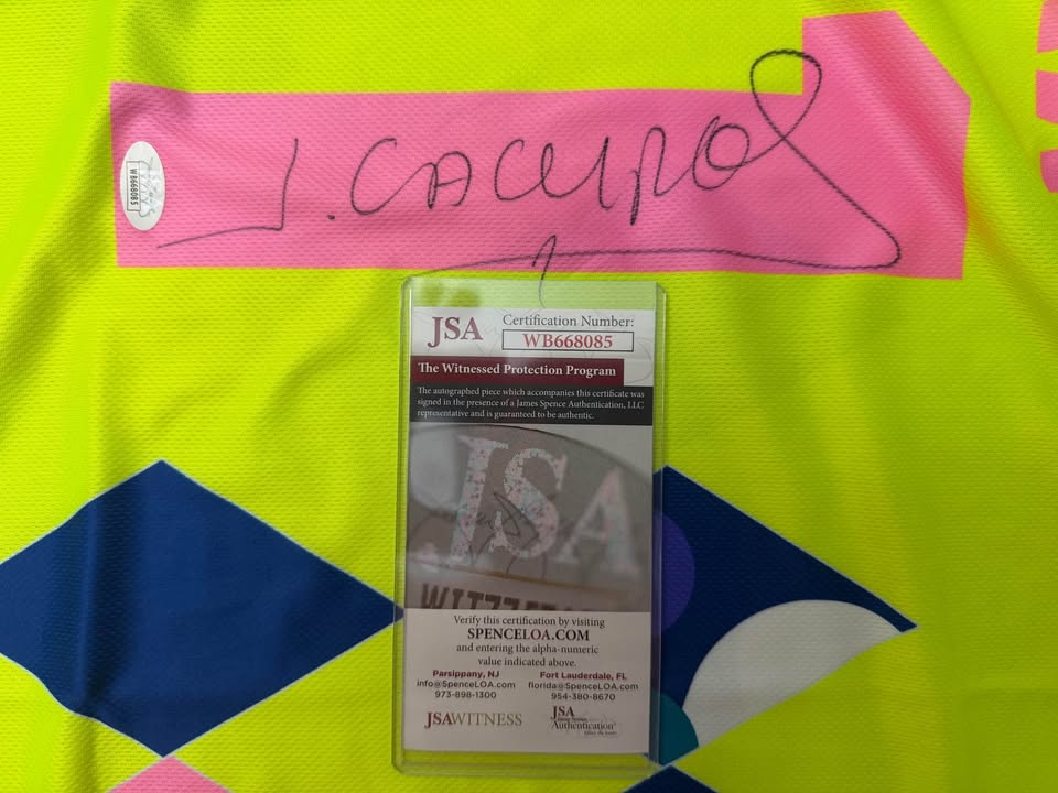 🔥⚽ Jorge Campos Signed Neon Goalkeeper Jersey – JSA Witnessed – Size Large