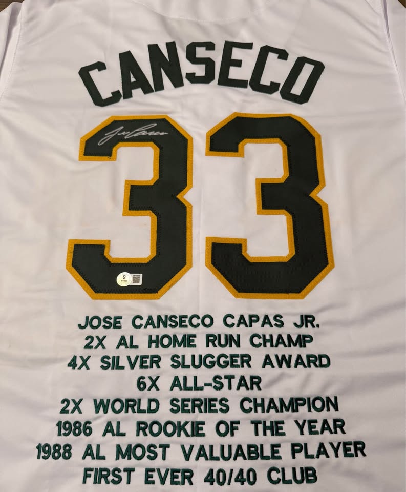 ⚾ Jose Canseco Signed Oakland A’s Jersey #33 – Beckett Witnessed