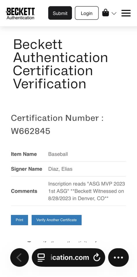 ⚾️ Elias Díaz Signed 2023 MLB All-Star Game Baseball – ASG MVP Inscription – Beckett Witnessed