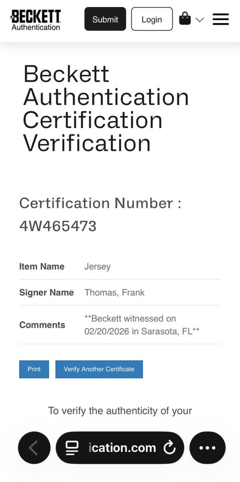 ⚾ Frank Thomas Signed Chicago White Sox Jersey (Beckett Witnessed) ⚾