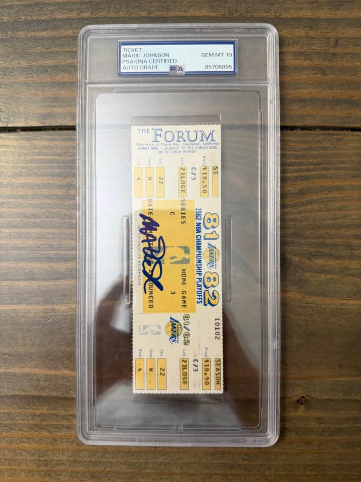 🔥🏀 MAGIC JOHNSON Signed 1982 NBA Finals Ticket – PSA/DNA GEM MINT 10 AUTO 🏀🔥