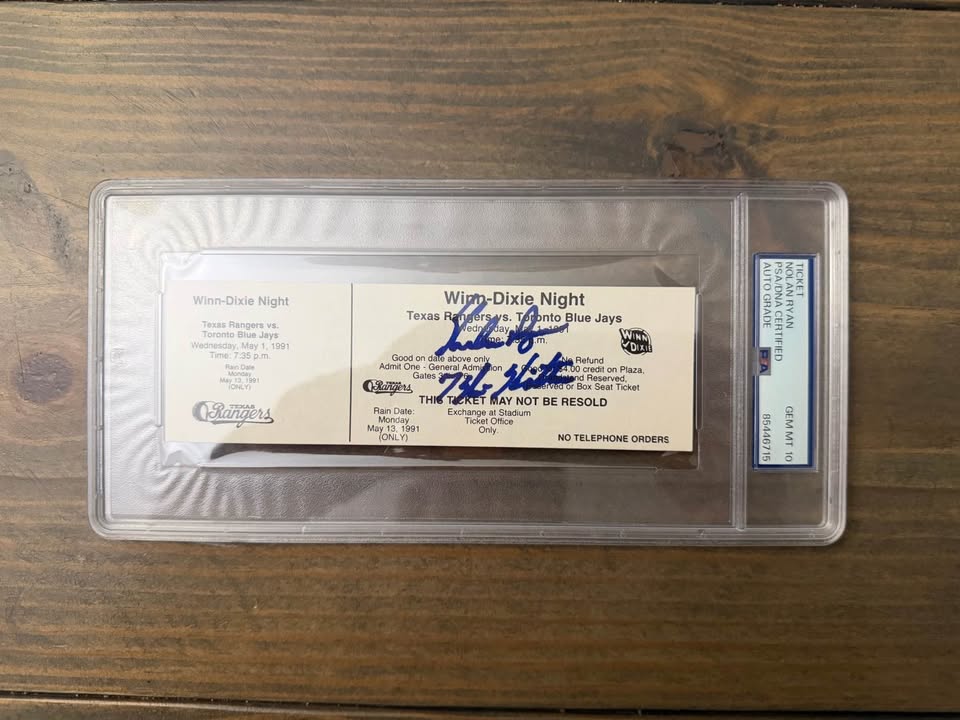 🔥 PSA GEM MINT 10 Nolan Ryan Auto Ticket – “7th No-Hitter” Inscription – PSA/DNA Certified – Texas