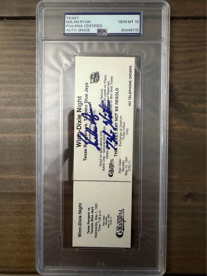 🔥 PSA GEM MINT 10 Nolan Ryan Auto Ticket – “7th No-Hitter” Inscription – PSA/DNA Certified – Texas