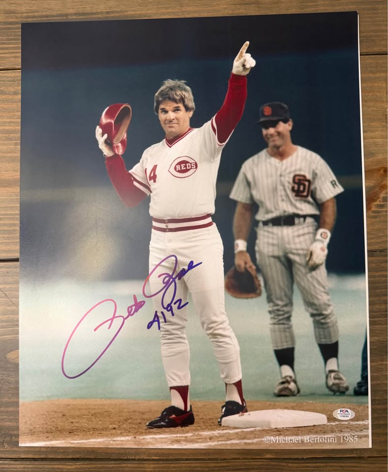 🔥 Pete Rose Signed 16x20 Photo w/ “4192” Inscription – PSA Witnessed 🔥