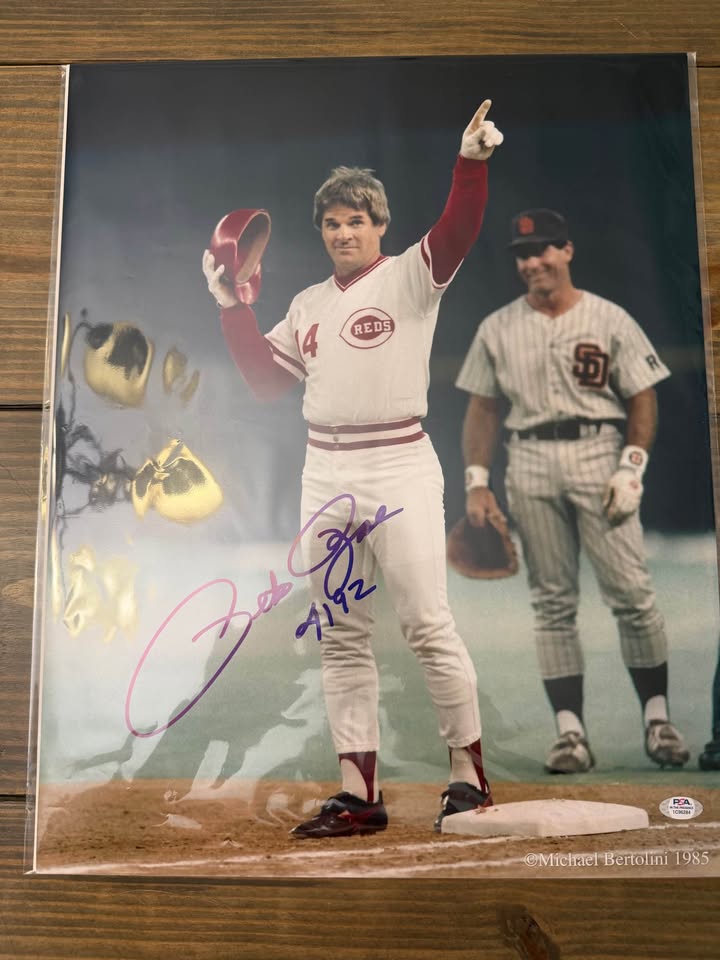 🔥 Pete Rose Signed 16x20 Photo w/ “4192” Inscription – PSA Witnessed 🔥